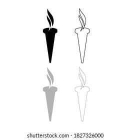 Vector lighted torch icon, black and gray color