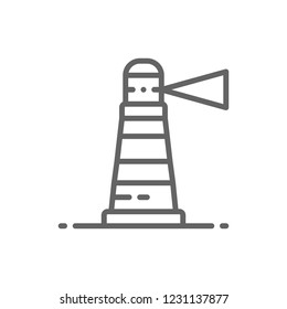 Vector lighthouse, beacon, warning sign, navigation, seamark line icon. Symbol and sign illustration design. Isolated on white background
