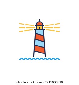 Vector Lighthouse concept colored minimal icon or sign