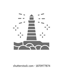 Vector lighthouse fisgard, Victoria, Canada grey icon.