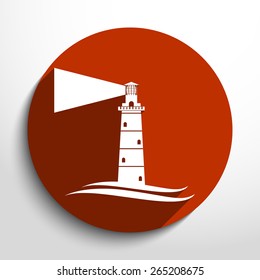 Vector lighthouse flat icon illustration.