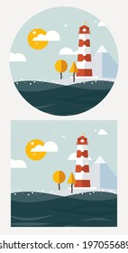 vector lighthouse flat style