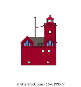 vector, lighthouse Holland Harbor Light, United States