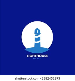 vector lighthouse house combined with light dark blue and white