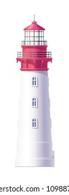 vector Lighthouse, light house, beacon tower. Sea ocean color design element. 