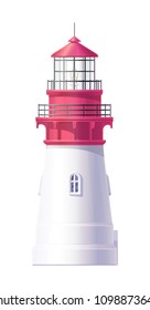 vector Lighthouse, light house, beacon tower. Sea ocean color design element. 