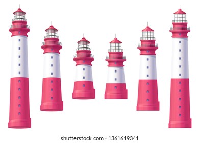 vector Lighthouse, light house, beacon maritime tower set