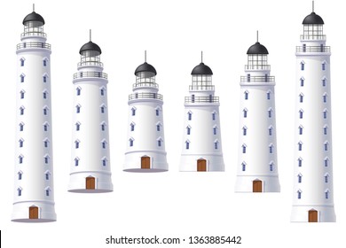 vector Lighthouse, light house, beacon maritime tower set