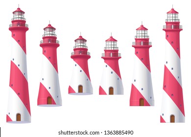 vector Lighthouse, light house, beacon maritime tower set