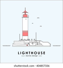 Vector lighthouse. Line design.