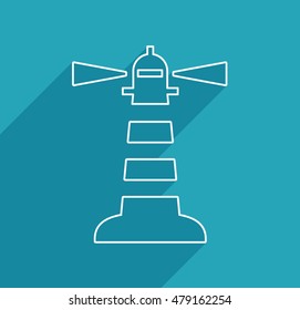 Vector lighthouse in linear style - abstract emblem and badge - navigational and travel concept. 