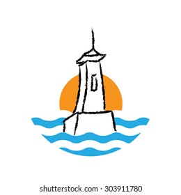Vector Lighthouse logo on white background