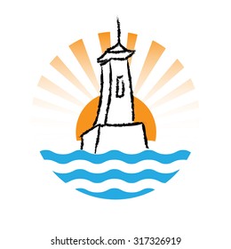 Vector Lighthouse logo on white background