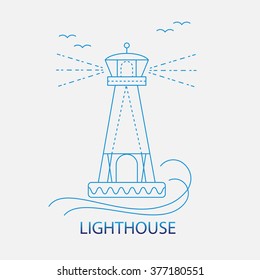 Vector lighthouse logo in trendy linear style