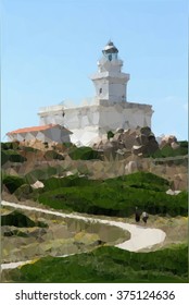 vector lighthouse on a geometric image