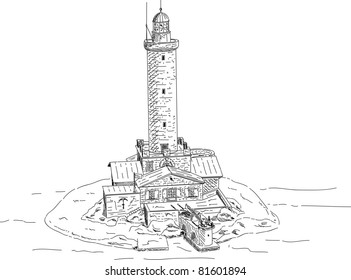 vector - Lighthouse Porer in Croatia isolated on background