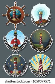 Vector Lighthouses Traditional Tattoo Arts