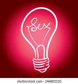 vector lighting bulb with SEX hand lettering - vector idea concept