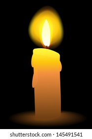Vector lighting candles on a black background