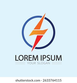 Vector Lightning Bolt Logo Template with Modern Electric Thunder Symbol for Business and Branding Identity