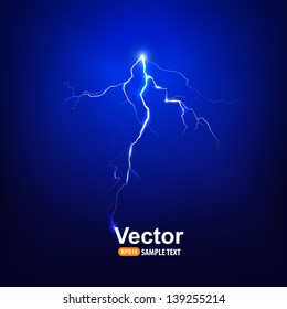 Vector lightning bolt at night.