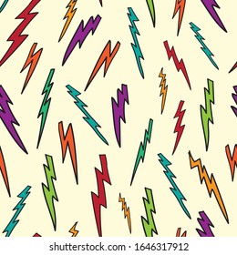 Vector Lightning Bolt Pattern Light Background Seamless Pattern.