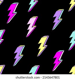 Vector lightning bolts signs Seamless Pattern. Repeating Background in Urban style modern  wallpaper  for girl