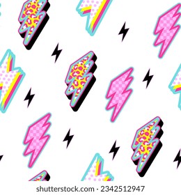 Vector lightning bolts signs Seamless Pattern. Repeating Background in Urban style modern  wallpaper 