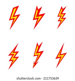 vector lightning colored silhouettes on white background  icon set