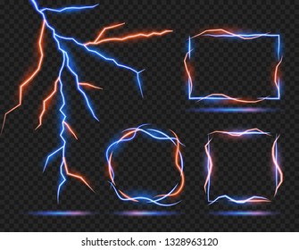 Vector lightning effect. Light effect Design element. Fireball frame set.