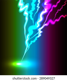 vector lightning flash green blue pink background. bolt. thunderbolt. thunder
