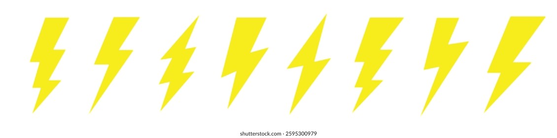 Vector lightning icon. A design element for a website, application, social networks. Different flash icon symbol set.