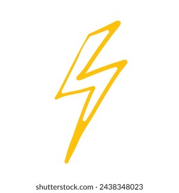 Icono de relámpago vectorial en estilo de boceto de garabato. Iconos de linterna eléctrica aislados sobre fondo blanco. Elemento de diseño de concepto de tecnología, eléctrico o meteorología. Aislado sobre fondo blanco.