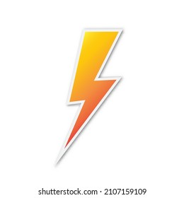 Vektorblitzsymbol. Papieraufkleber einzeln. Symbol des Blitzes einzeln.