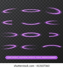 Vector lightning image, natural light, energy illustration, on a transparent background. Tool design element.