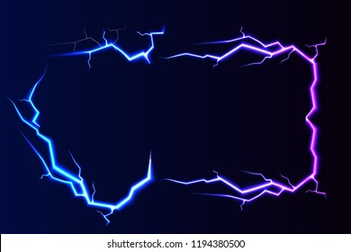 Vector lightning - isolated on blue background, luminous light effects