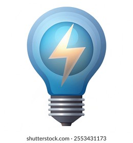 Vector lightning in light bulb icon. Light bulb symbol with a lightning bolt inside. Vector illustration with background white.