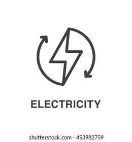 Vector Lightning Line Art Icon. Electricity Icon.