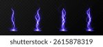 Vector lightning png. Blue lightning strike. Bright glow of lightning strike. Light effect.