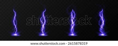 Vector lightning png. Blue lightning strike. Bright glow of lightning strike. Light effect.