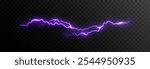 Vector lightning PNG. Thunderstorm lightning, bright flash of light png. Natural phenomenon.