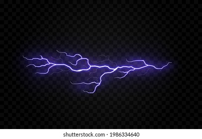 Vector lightning, lightning png, thunderstorm, lighting. Lightning strike. Natural phenomenon, light effect. PNG.