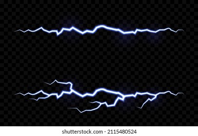 Vector lightning, lightning png, thunderstorm, lighting. Natural phenomenon, light effect. PNG.