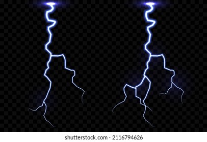 Vector lightning, lightning png, thunderstorm, lighting. Natural phenomenon, light effect. PNG.