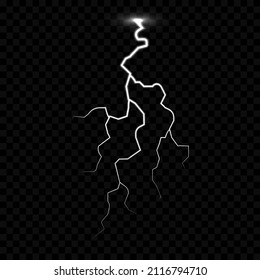 Vector lightning, lightning png, thunderstorm, lighting. Natural phenomenon, light effect. PNG.