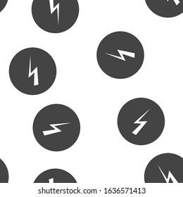 Vector lightning sign icon in circle seamless pattern on a white background.