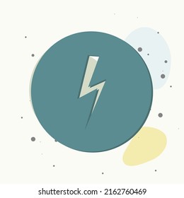 Vector lightning sign icon in a circle on multicolored background. Layers grouped for easy editing illustration. For your design.
