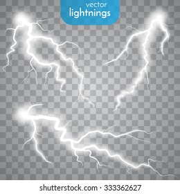 Vector lightnings. Set. Light Effects