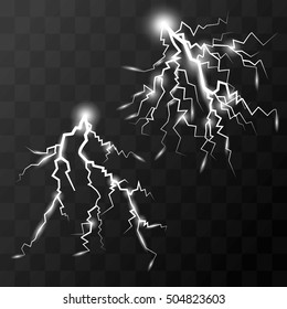 Vector lightnings. Set. Light Effects