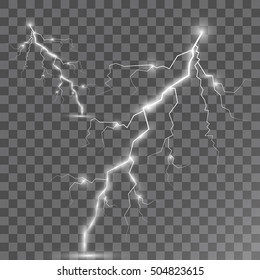 Vector lightnings. Set. Light Effects